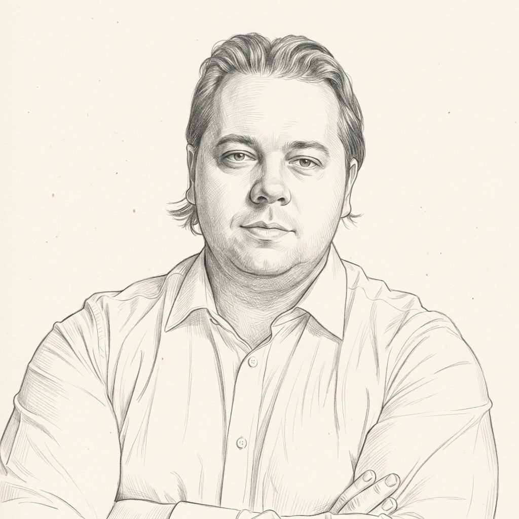 Pencil sketch portrait of Toni Emme